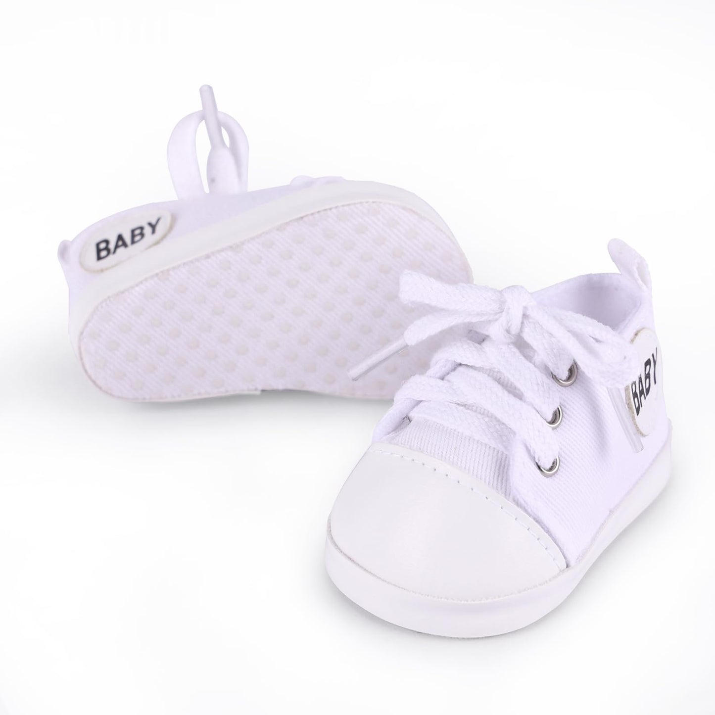 Baby Doll Shoes, 17-22 Inch Baby Doll Accessories Doll Canvas Shoes with Laces for Realistic Baby Dolls Girls & Boys, White with Letter Pattern