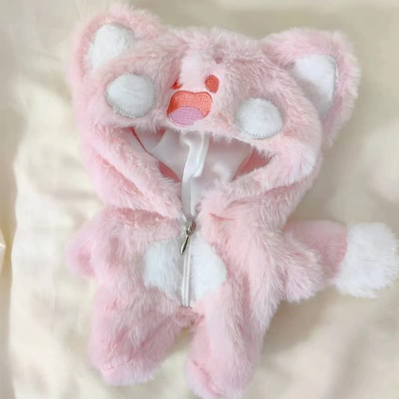 20cm Plush Doll Clothes Anime Figure Outfits for Skzoo Dolls Plush Toys Soft Stuffed Animals Cotton Doll Gift Dolls for Girl（for 20cm Doll） (PinkCat Suit)