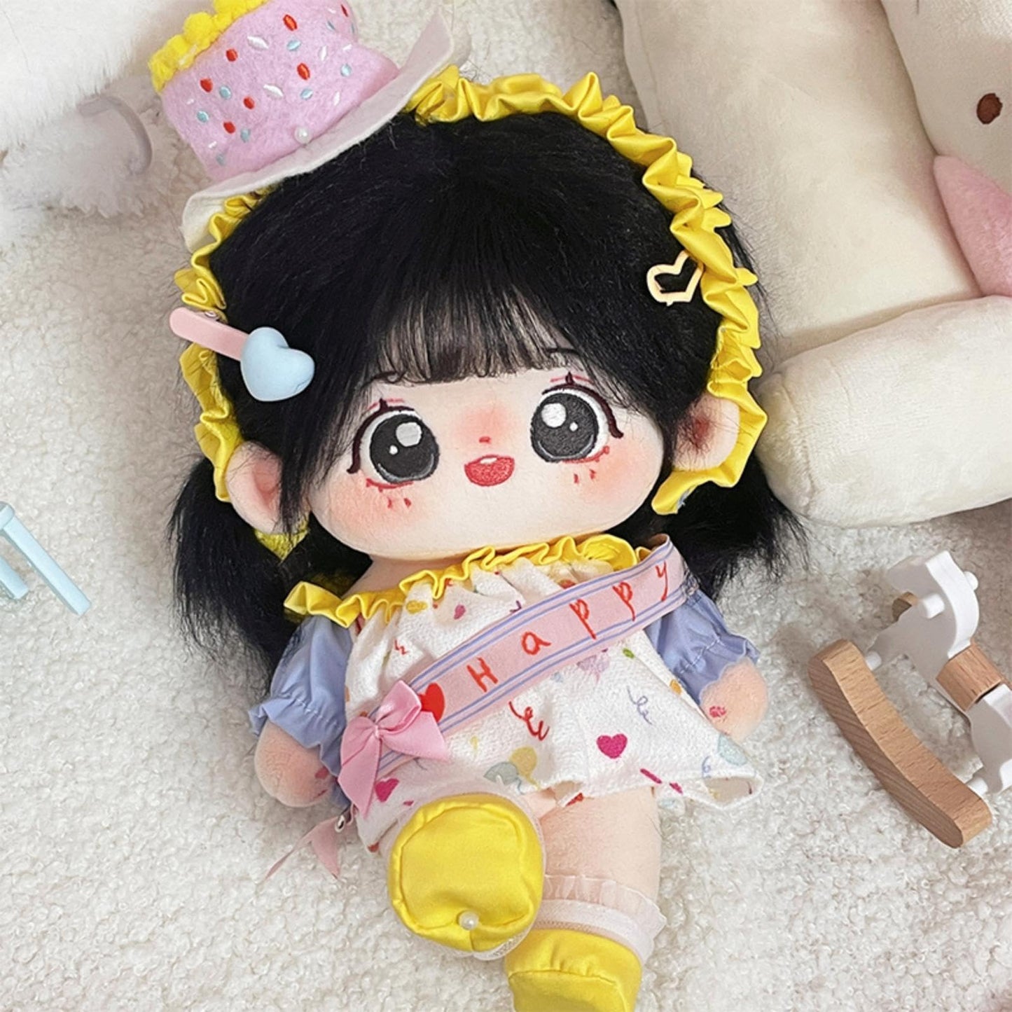 Plush Doll Clothes Set, Cute Stuffed Animal Clothes for 20cm/8in Cotton Dolls, Kawaii Happy Birthdiy 5-Piece Set Stuffed Doll Dress up Accessories Toys Gifts for Girls