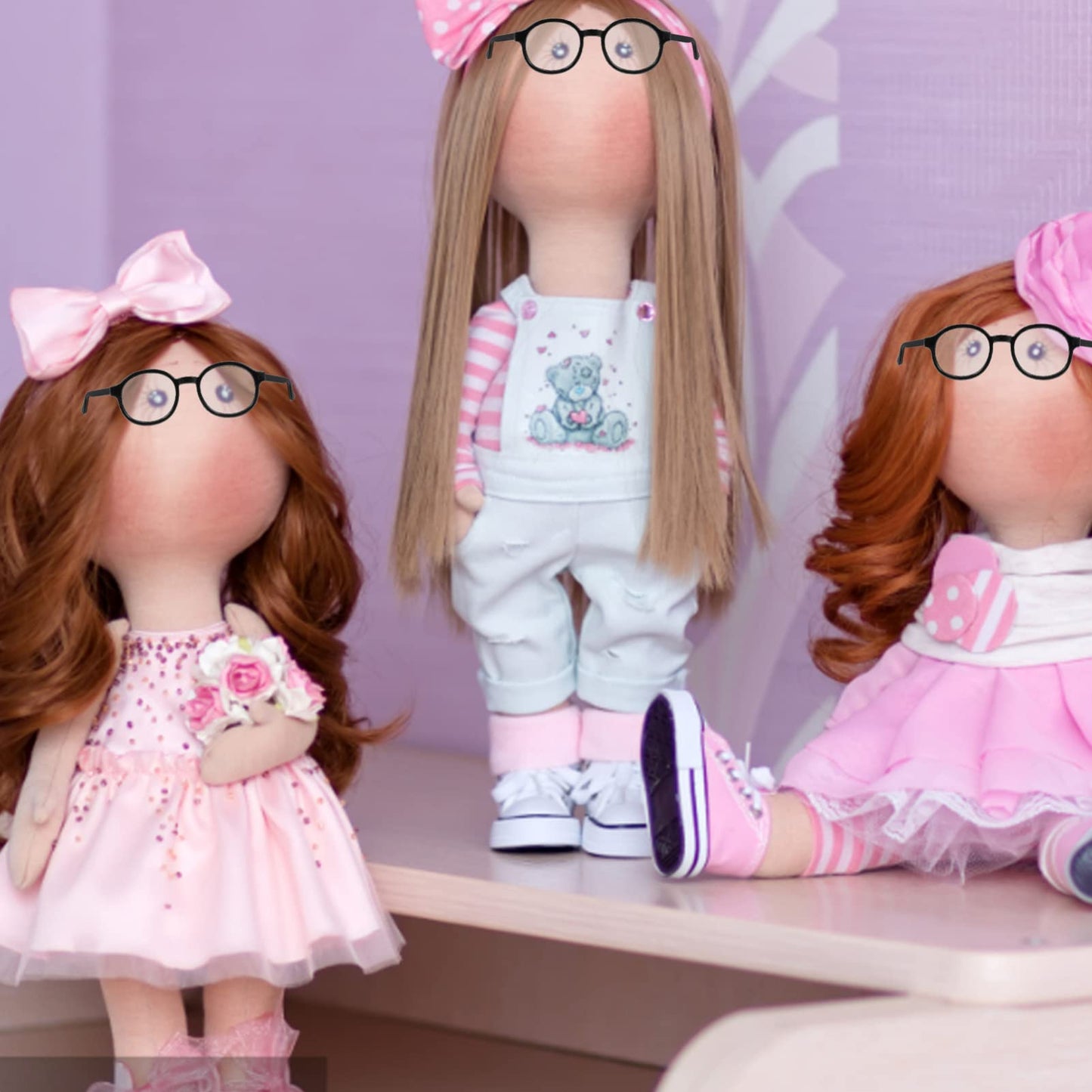 Doll Eyewear 2pcs Doll Glasses Doll Eyeglasses Doll Dress up Glasses Dolls Reading Glasses Mini Glasses Costume Supplies for 15-20cm Doll Kids Play House Black Transparent