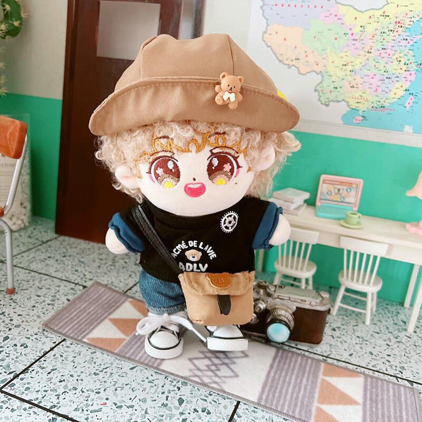 Plush Doll Clothes Set, Cute Kpop Doll Clothes for 20cm/8 inch Soft Dolls Stuffed Animals (B-5pcs)